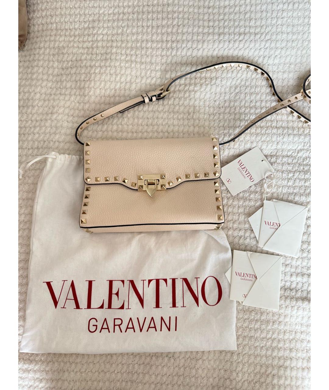 VALENTINO Бежевая кожаная сумка через плечо, фото 9