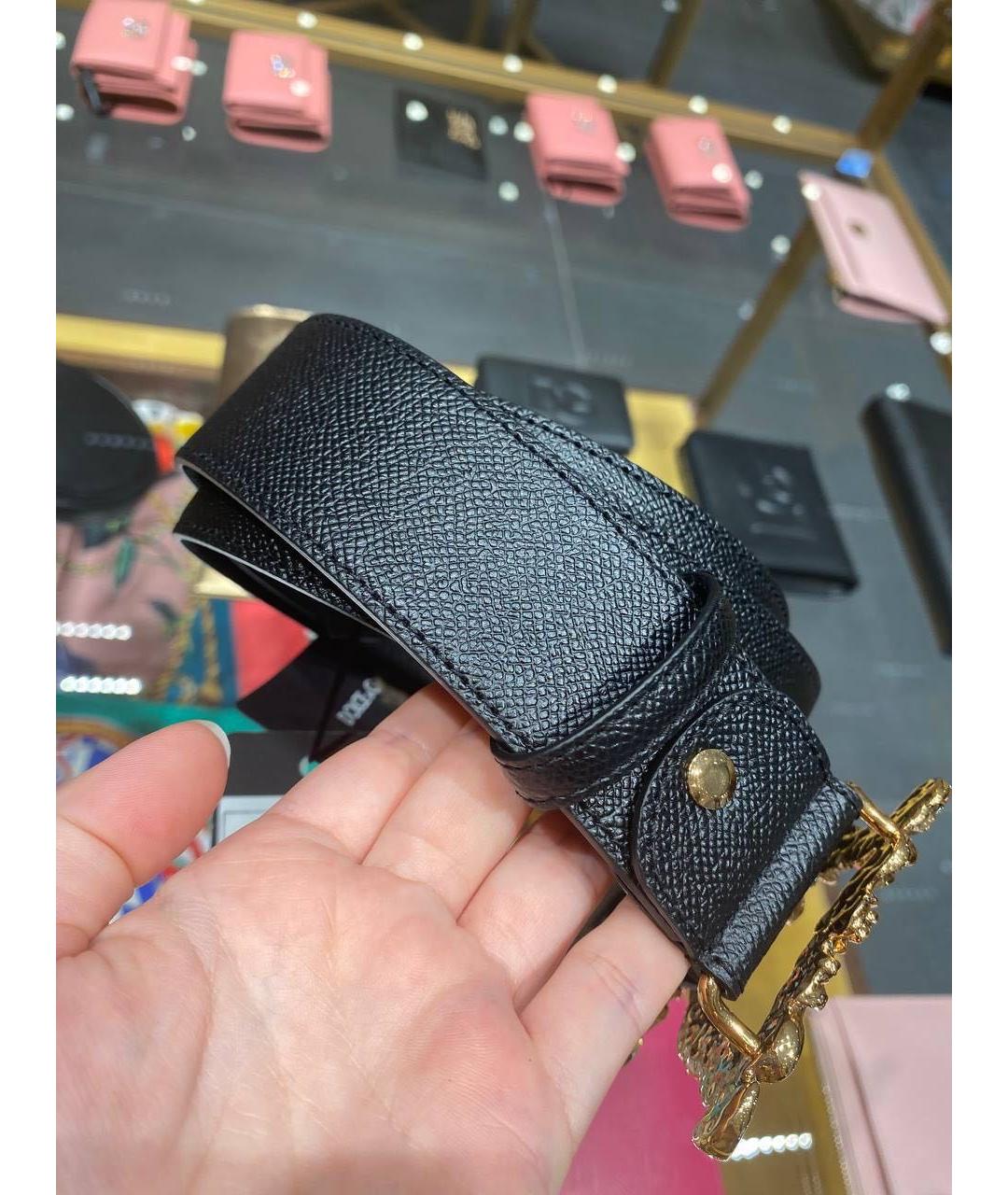 DOLCE&GABBANA Черный кожаный ремень, фото 3