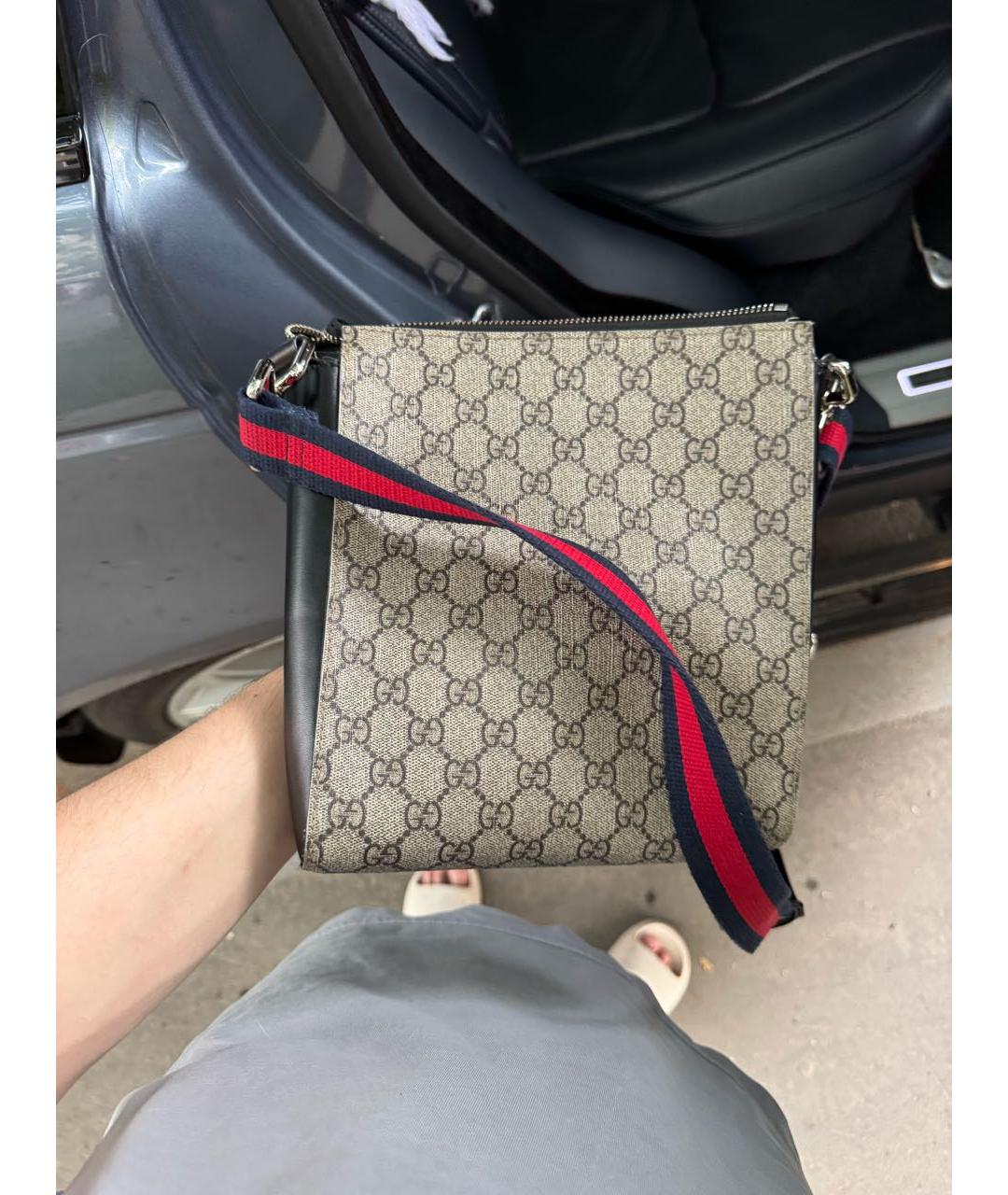 GUCCI Бежевая кожаная сумка на плечо, фото 2