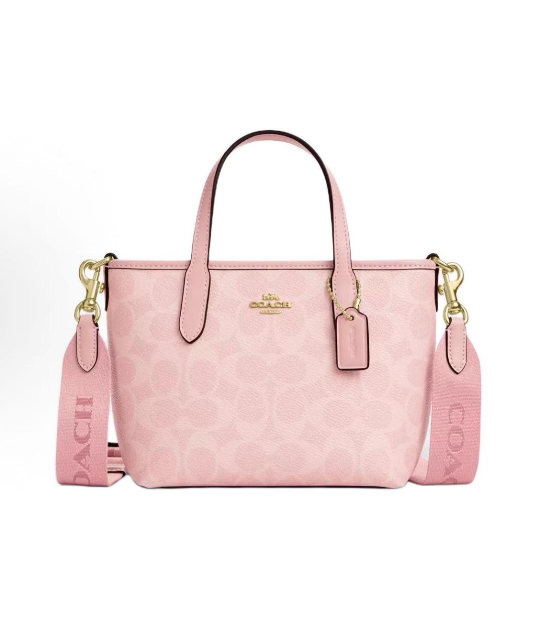 COACH Розовая сумка тоут из искусственной кожи, фото 7