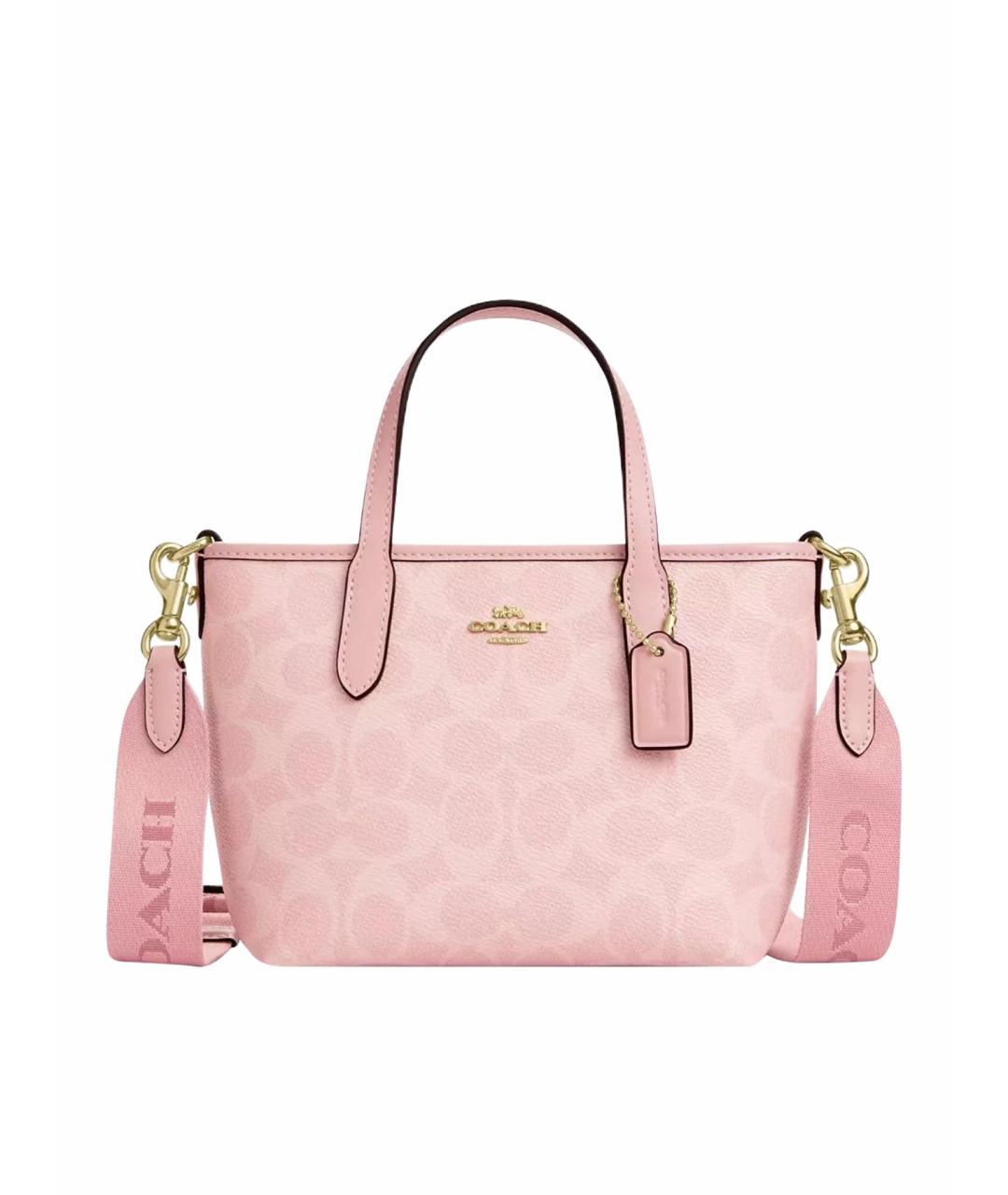 COACH Розовая сумка тоут из искусственной кожи, фото 1