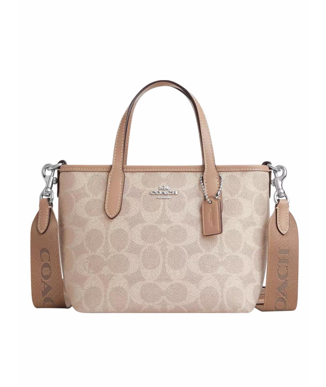 COACH Бежевая сумка тоут из искусственной кожи, фото 1