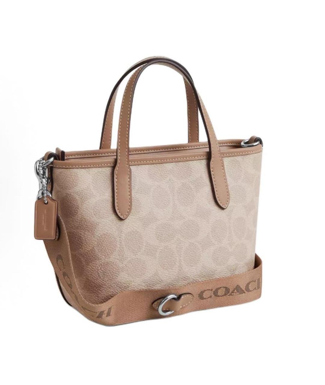 COACH Бежевая сумка тоут из искусственной кожи, фото 2