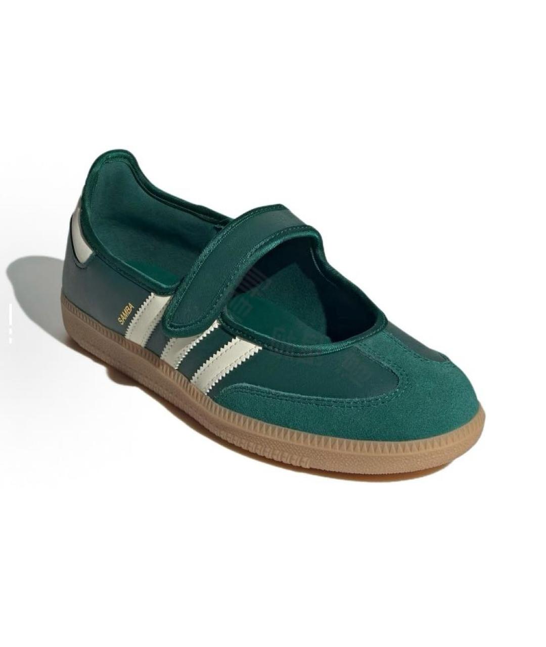 ADIDAS Зеленые кожаные низкие кроссовки / кеды, фото 2