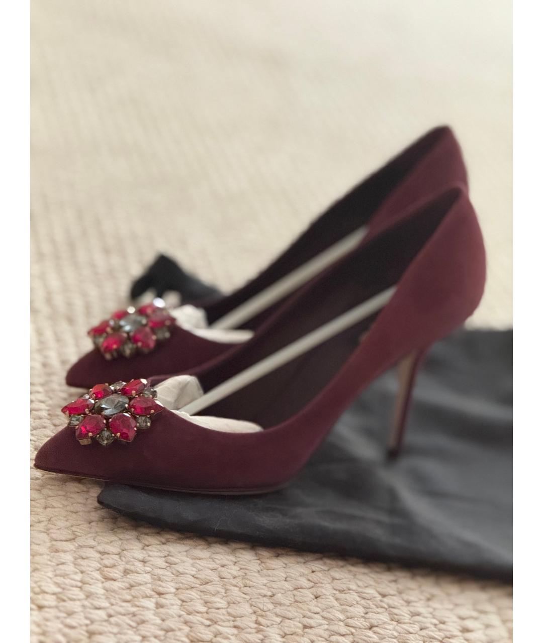 DOLCE&GABBANA Бордовые замшевые туфли, фото 4