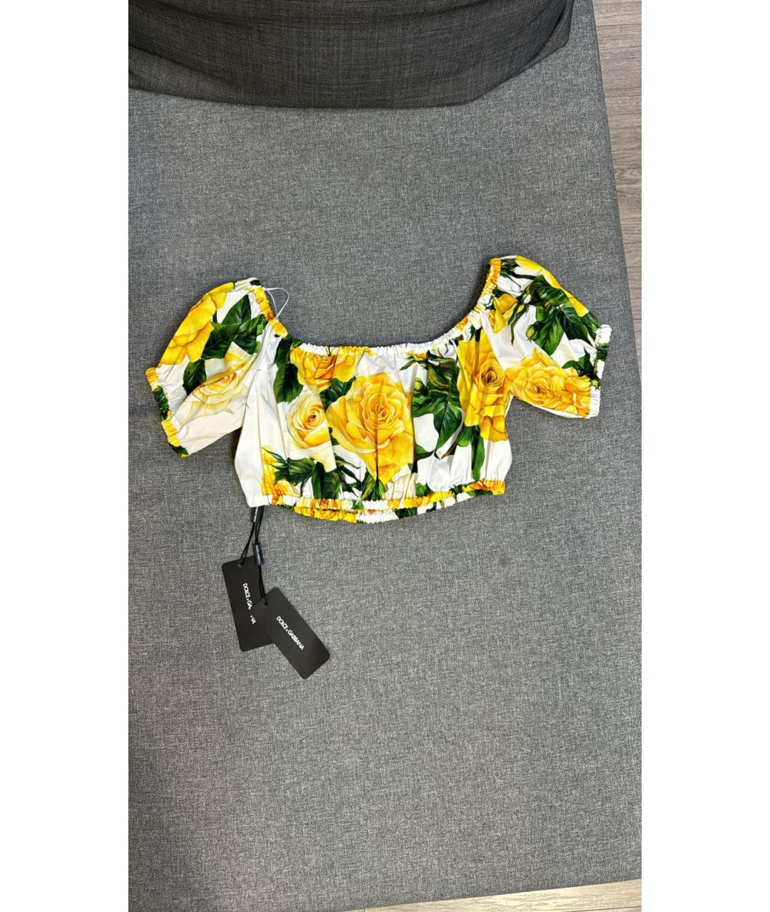 DOLCE&GABBANA Желтая хлопковая майка, фото 3