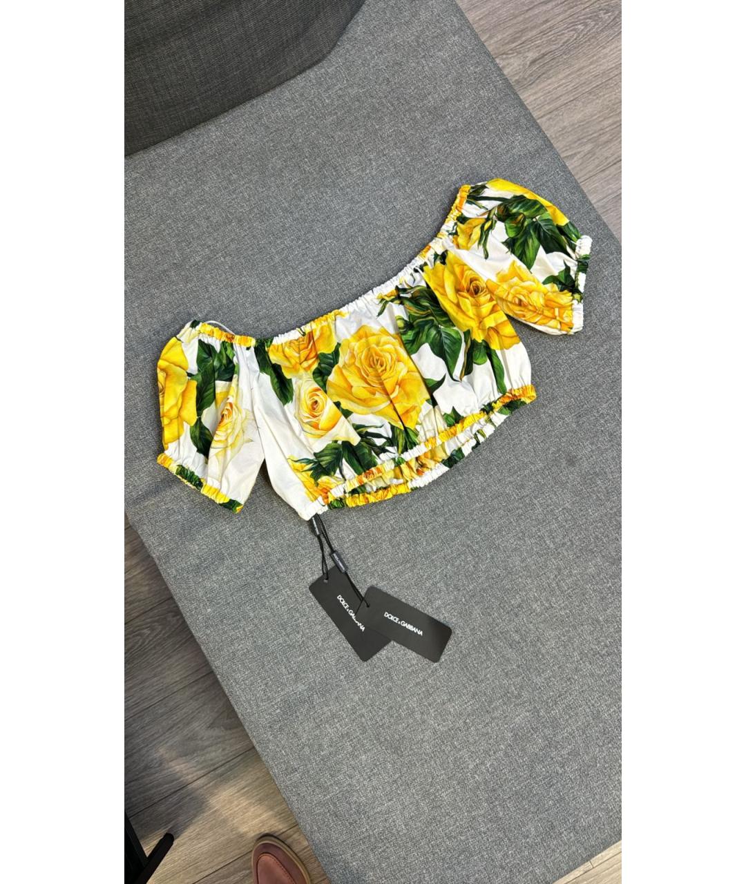 DOLCE&GABBANA Желтая хлопковая майка, фото 2