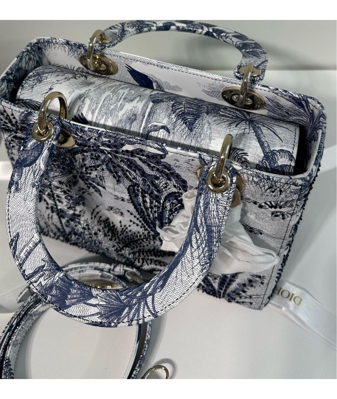 CHRISTIAN DIOR Белая кожаная сумка с короткими ручками, фото 7