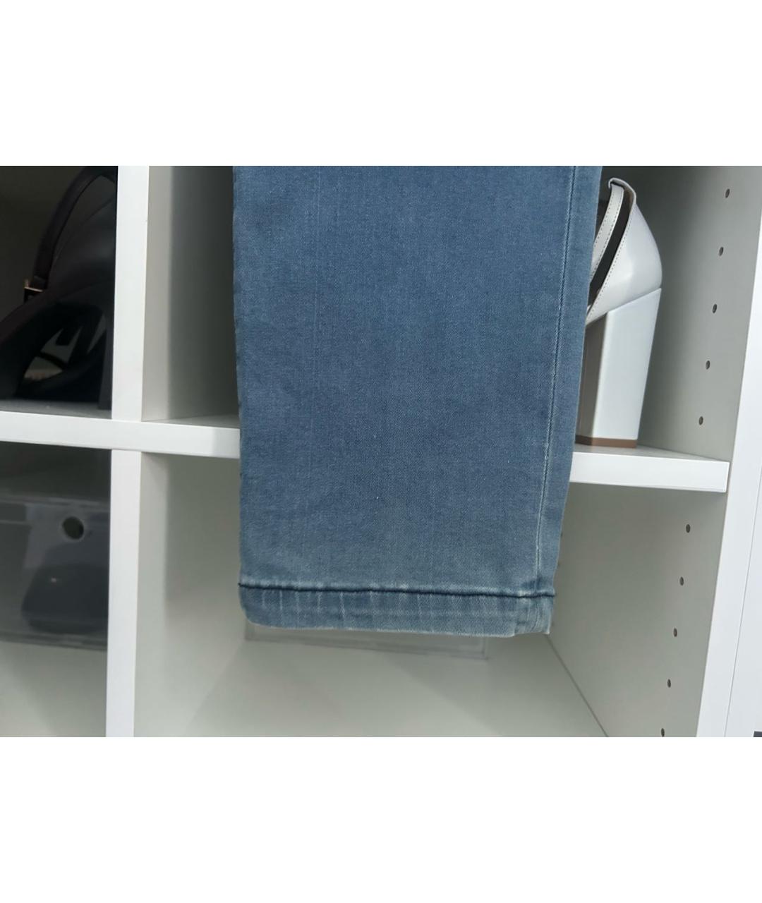 KITON Голубые хлопко-эластановые прямые джинсы, фото 7