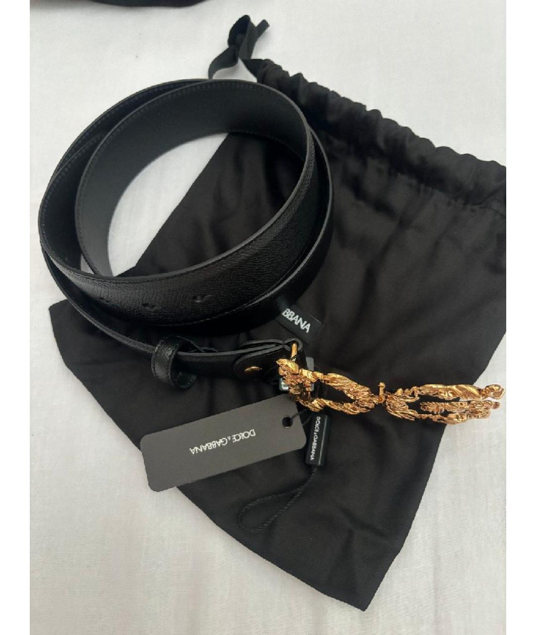 DOLCE&GABBANA Черный кожаный ремень, фото 5