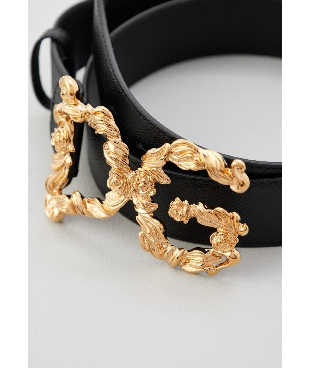 DOLCE&GABBANA Черный кожаный ремень, фото 2