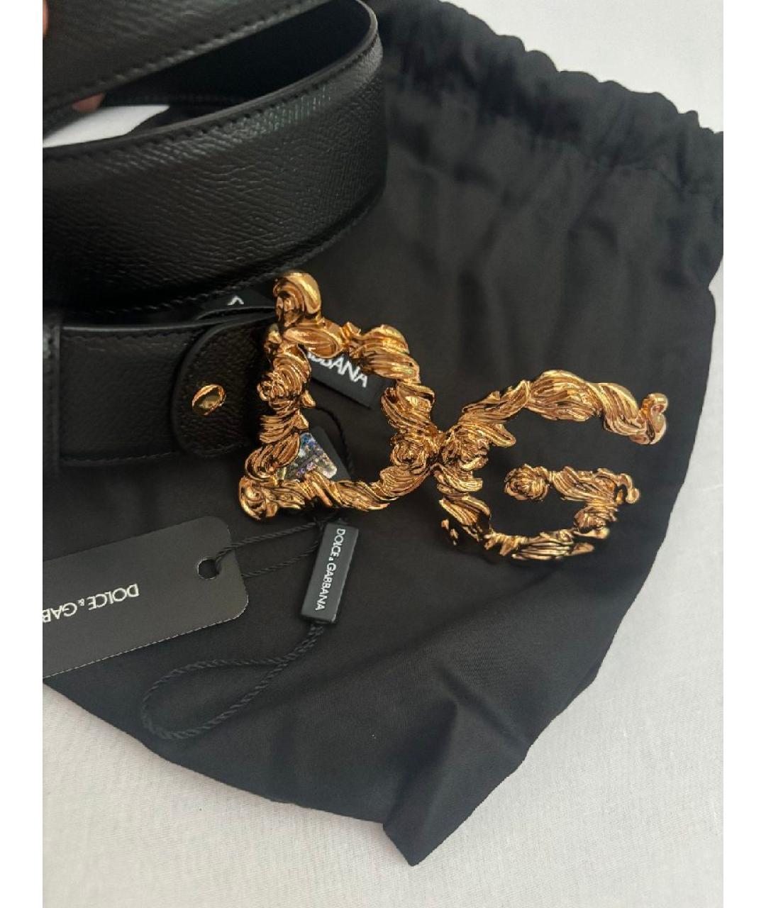 DOLCE&GABBANA Черный кожаный ремень, фото 4