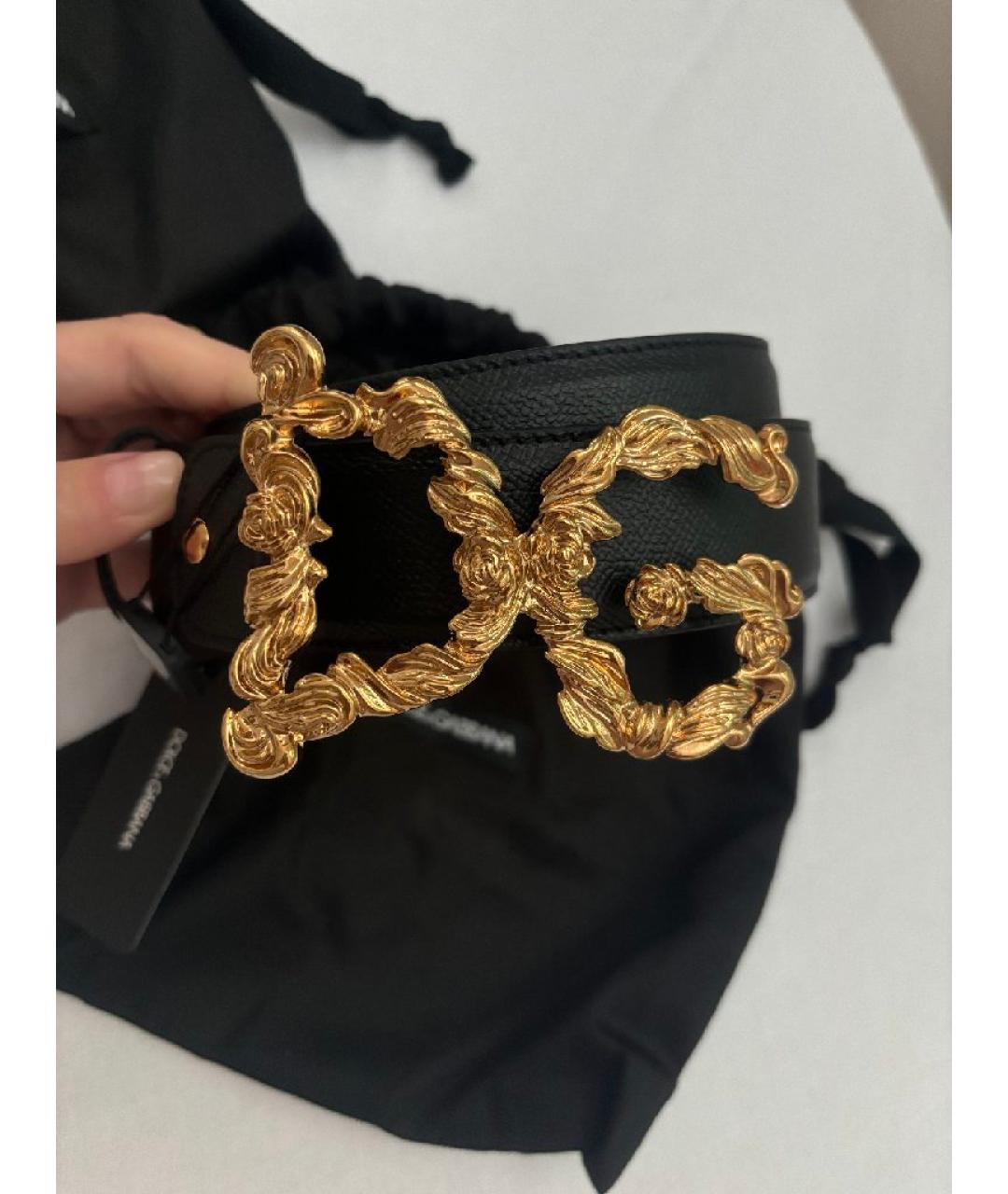 DOLCE&GABBANA Черный кожаный ремень, фото 3