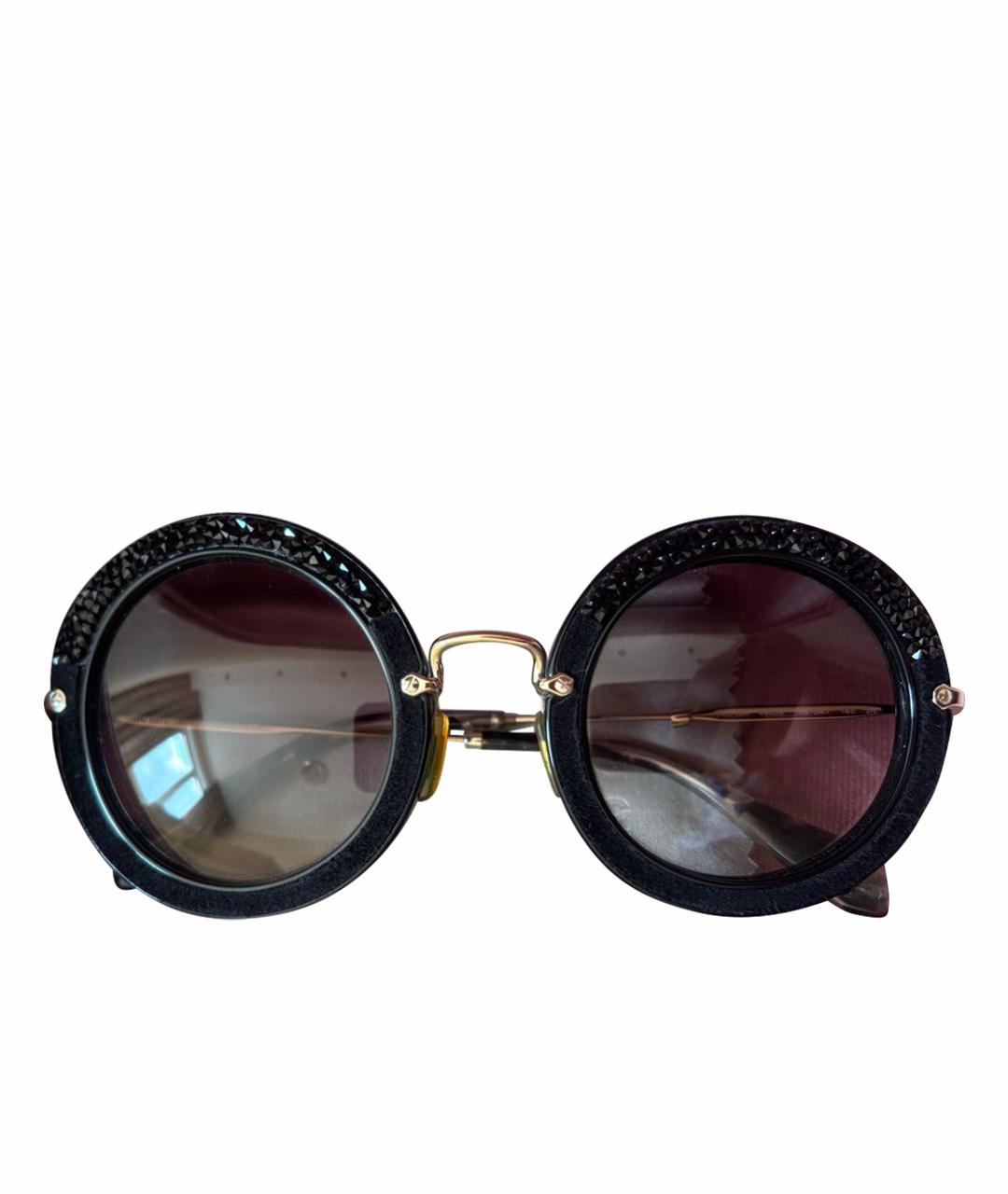 MIU MIU Черные пластиковые солнцезащитные очки, фото 1