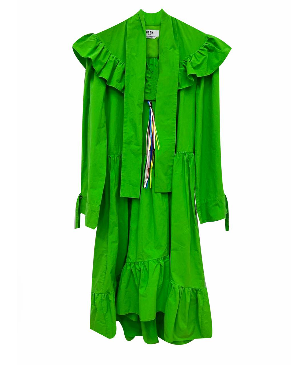 MSGM Зеленые хлопковое повседневное платье, фото 1