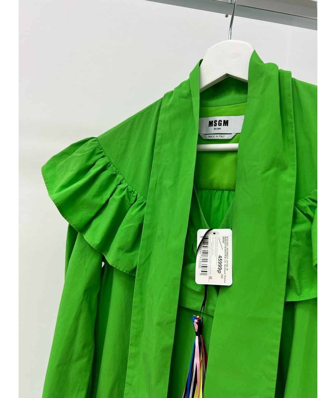 MSGM Зеленые хлопковое повседневное платье, фото 3