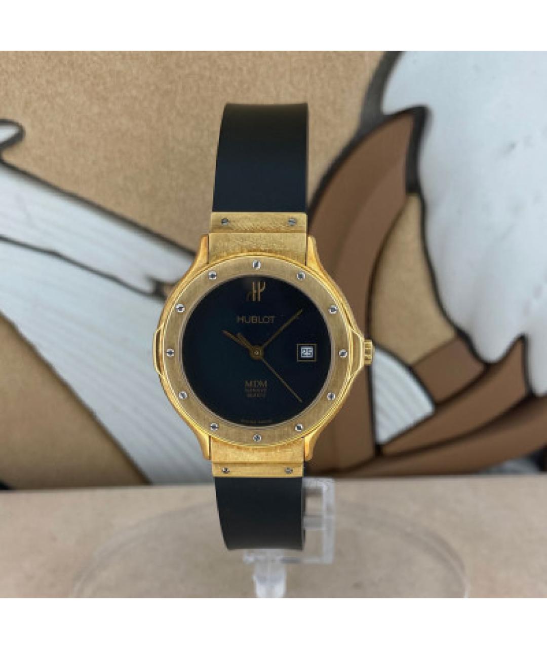 HUBLOT Черные часы из желтого золота, фото 2