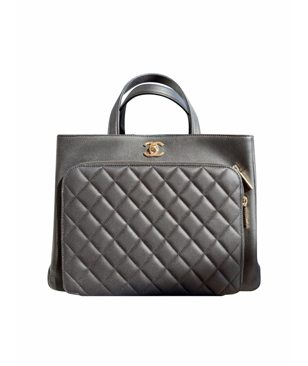CHANEL Черная кожаная сумка тоут, фото 1