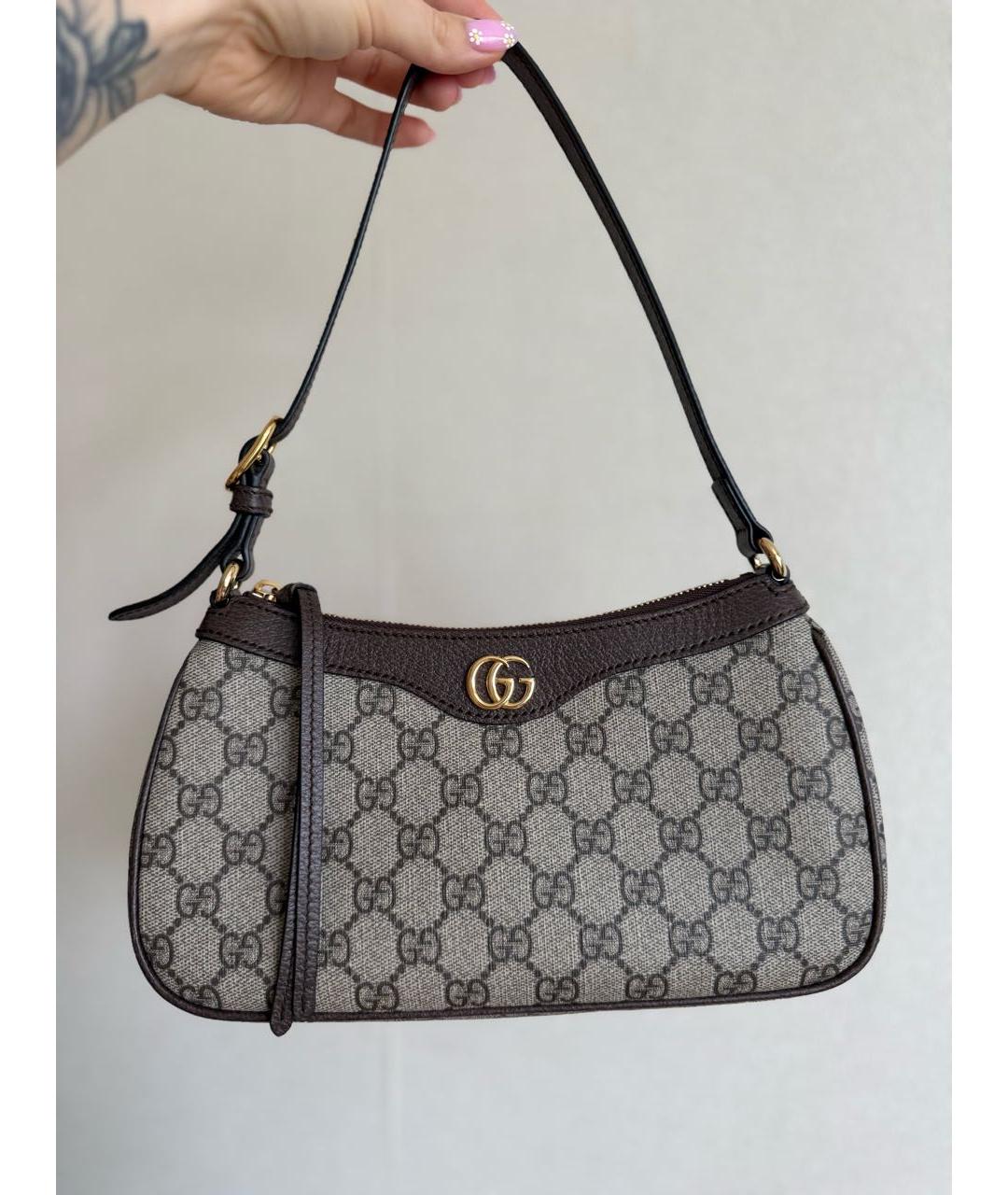 GUCCI Бежевая кожаная сумка через плечо, фото 9