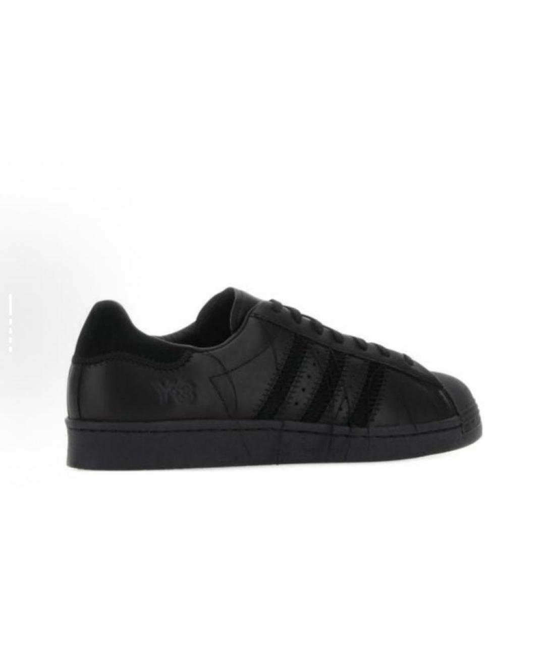 Y-3 Черные кожаные низкие кроссовки / кеды, фото 4