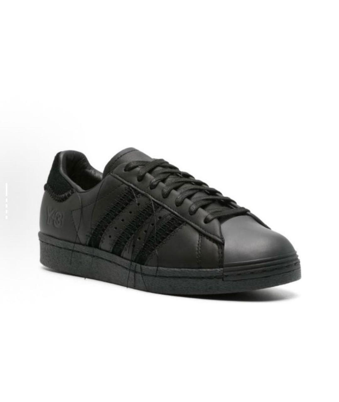 Y-3 Черные кожаные низкие кроссовки / кеды, фото 5