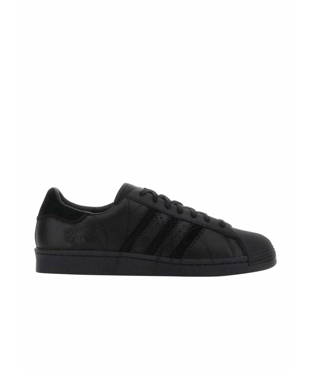 Y-3 Черные кожаные низкие кроссовки / кеды, фото 1