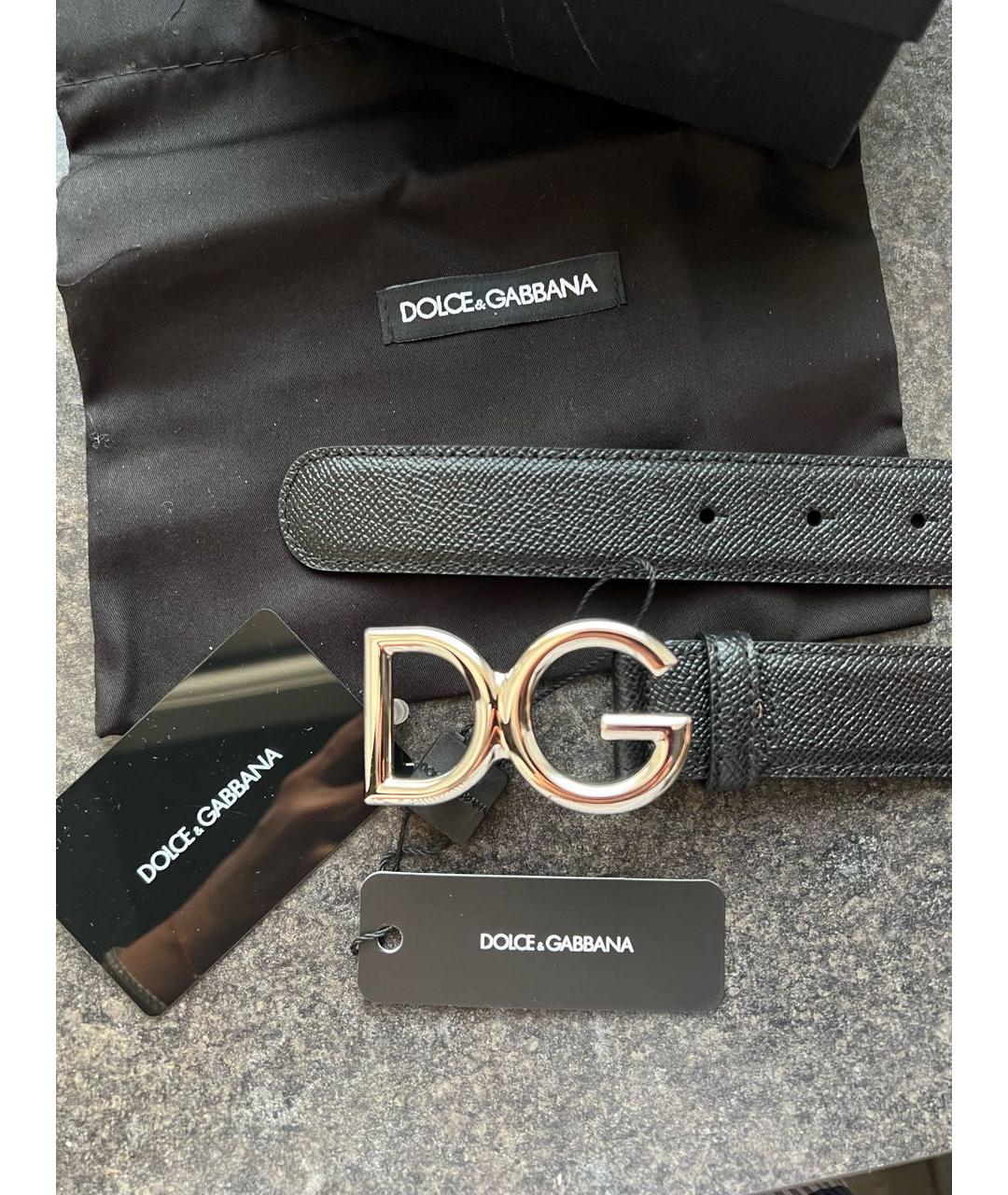 DOLCE&GABBANA Черный кожаный ремень, фото 3
