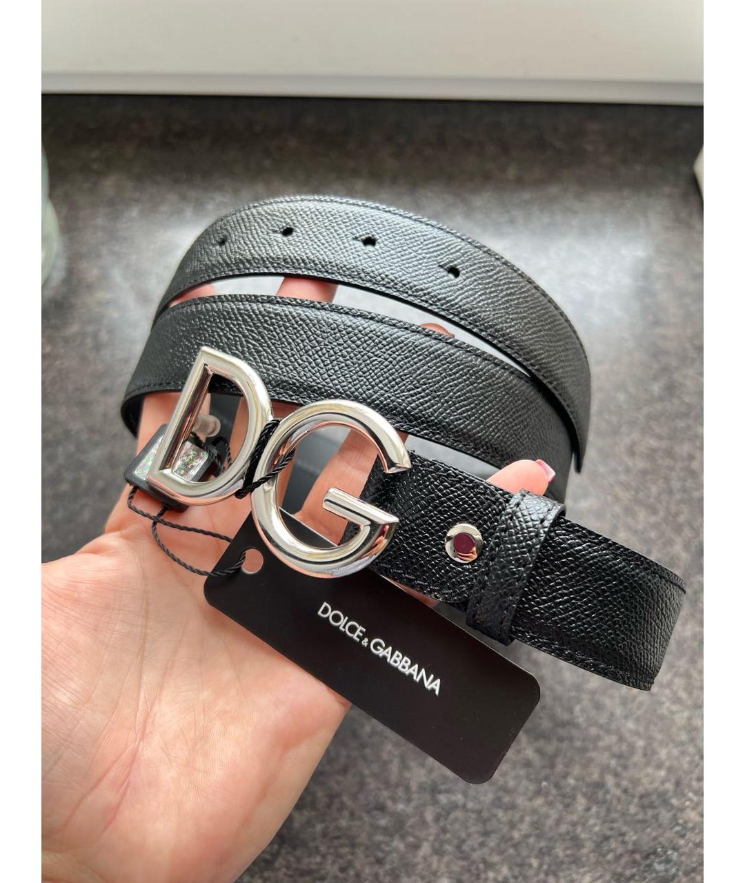 DOLCE&GABBANA Черный кожаный ремень, фото 9