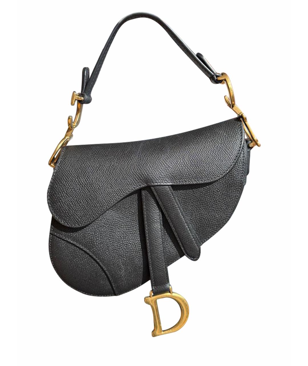 CHRISTIAN DIOR Черная кожаная сумка с короткими ручками, фото 1