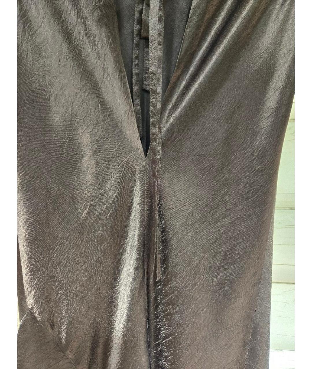 ANN DEMEULEMEESTER Коричневое шелковое повседневное платье, фото 6