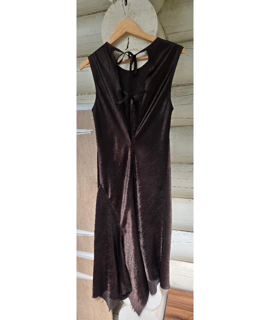 ANN DEMEULEMEESTER Коричневое шелковое повседневное платье, фото 2