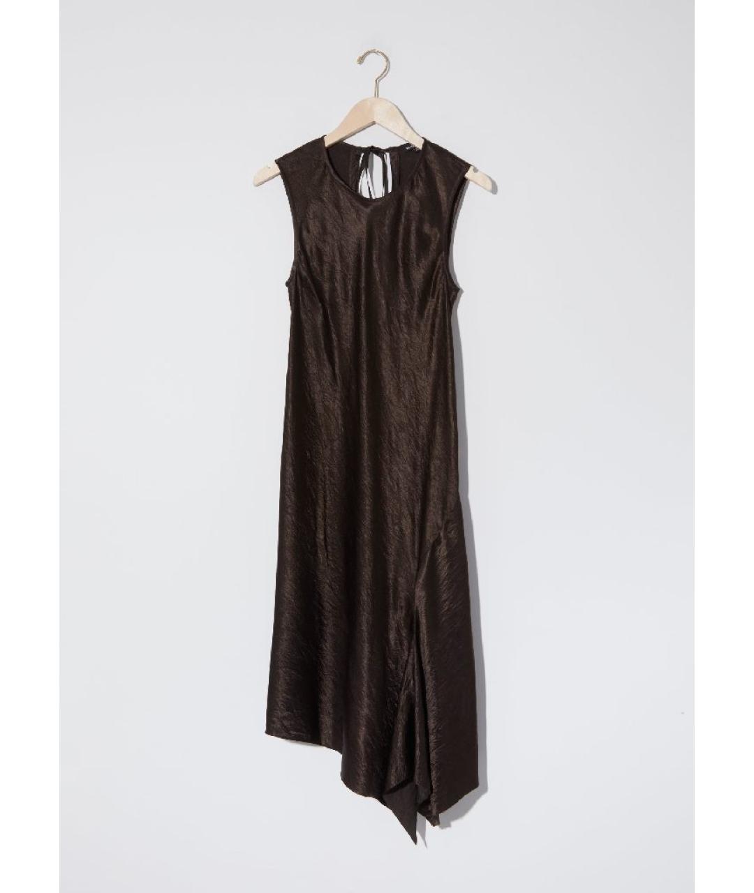 ANN DEMEULEMEESTER Коричневое шелковое повседневное платье, фото 10