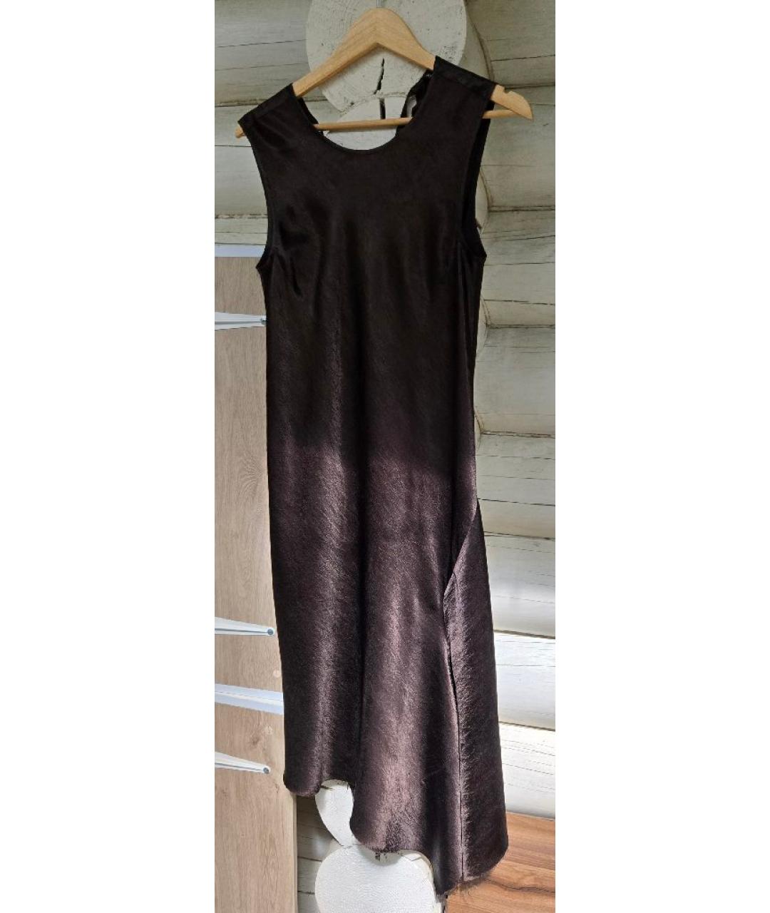 ANN DEMEULEMEESTER Коричневое шелковое повседневное платье, фото 8