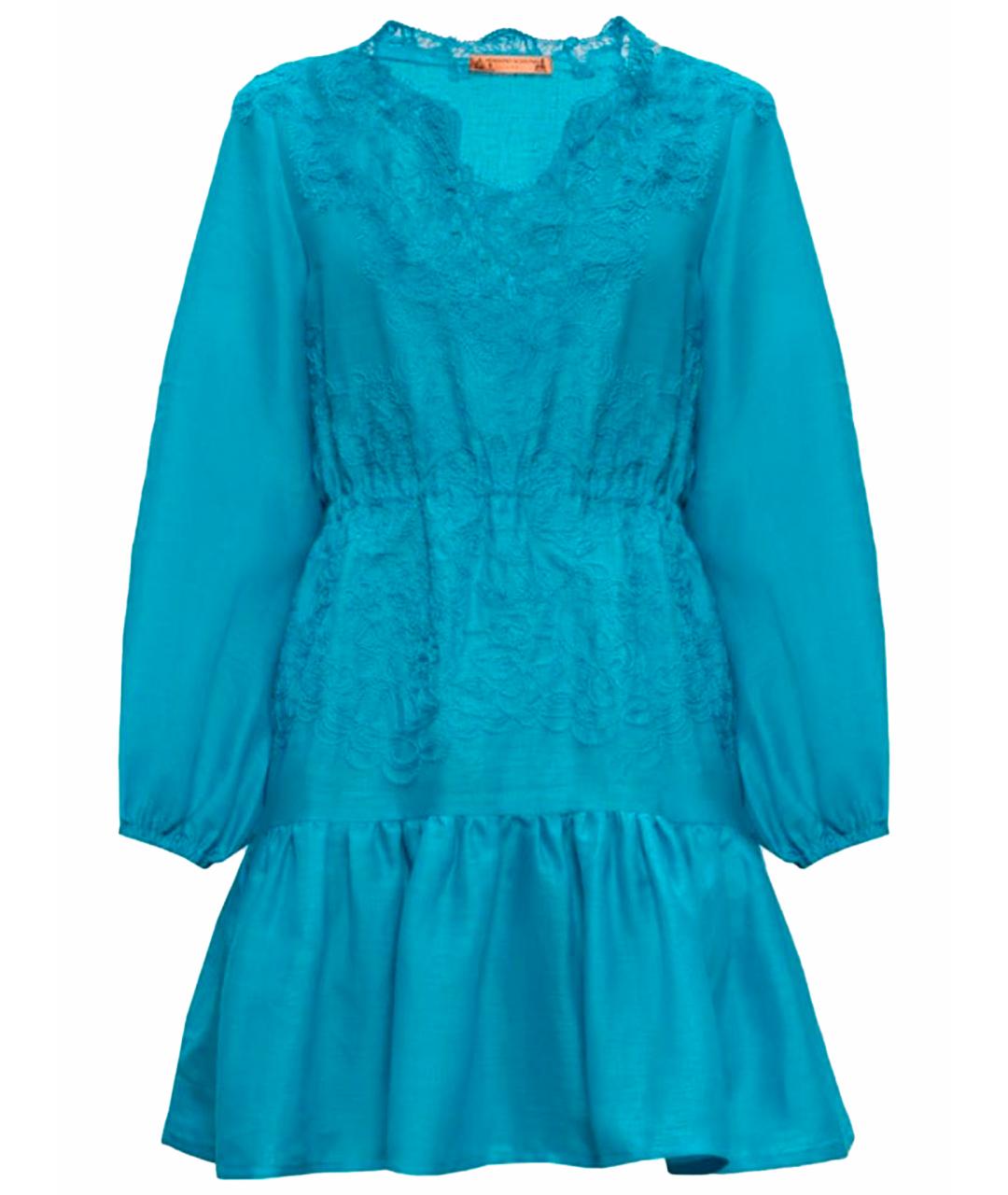 ERMANNO SCERVINO Бирюзовое льняное платье, фото 1