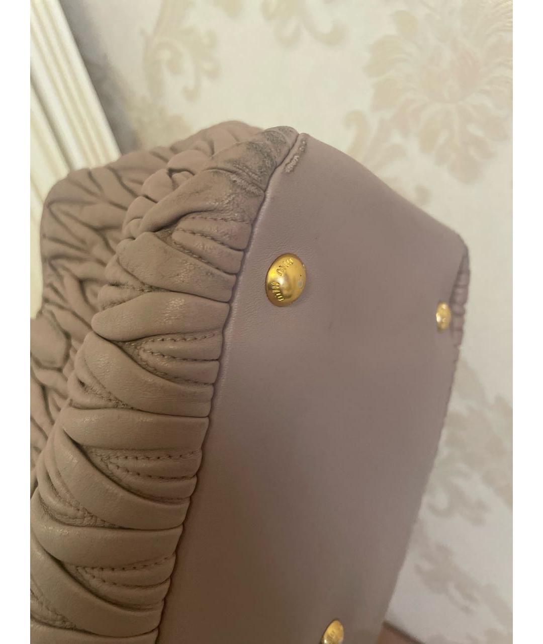 MIU MIU Розовая кожаная сумка с короткими ручками, фото 5