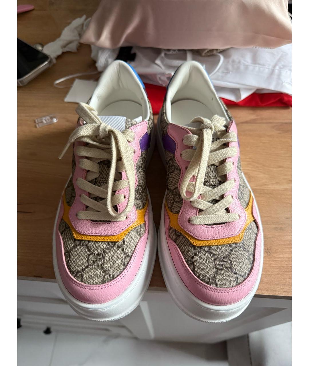 GUCCI Бежевые кожаные кеды, фото 2