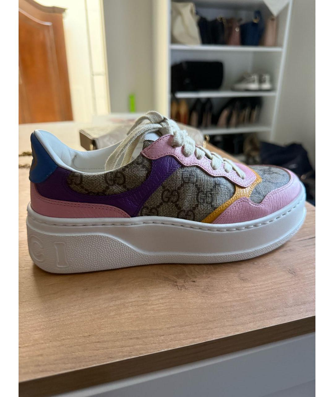 GUCCI Бежевые кожаные кеды, фото 5