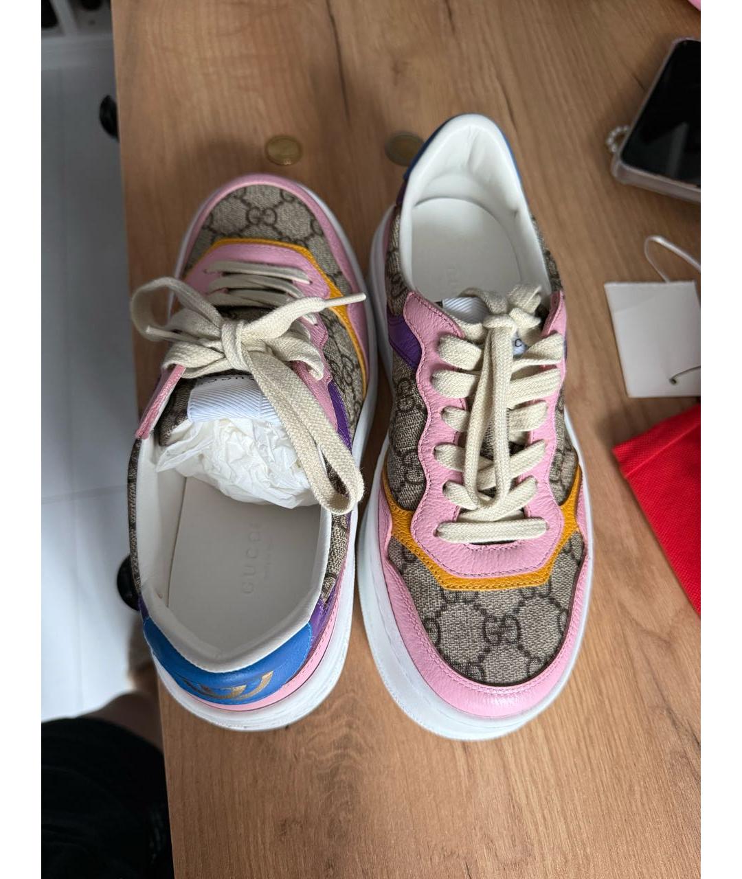 GUCCI Бежевые кожаные кеды, фото 3