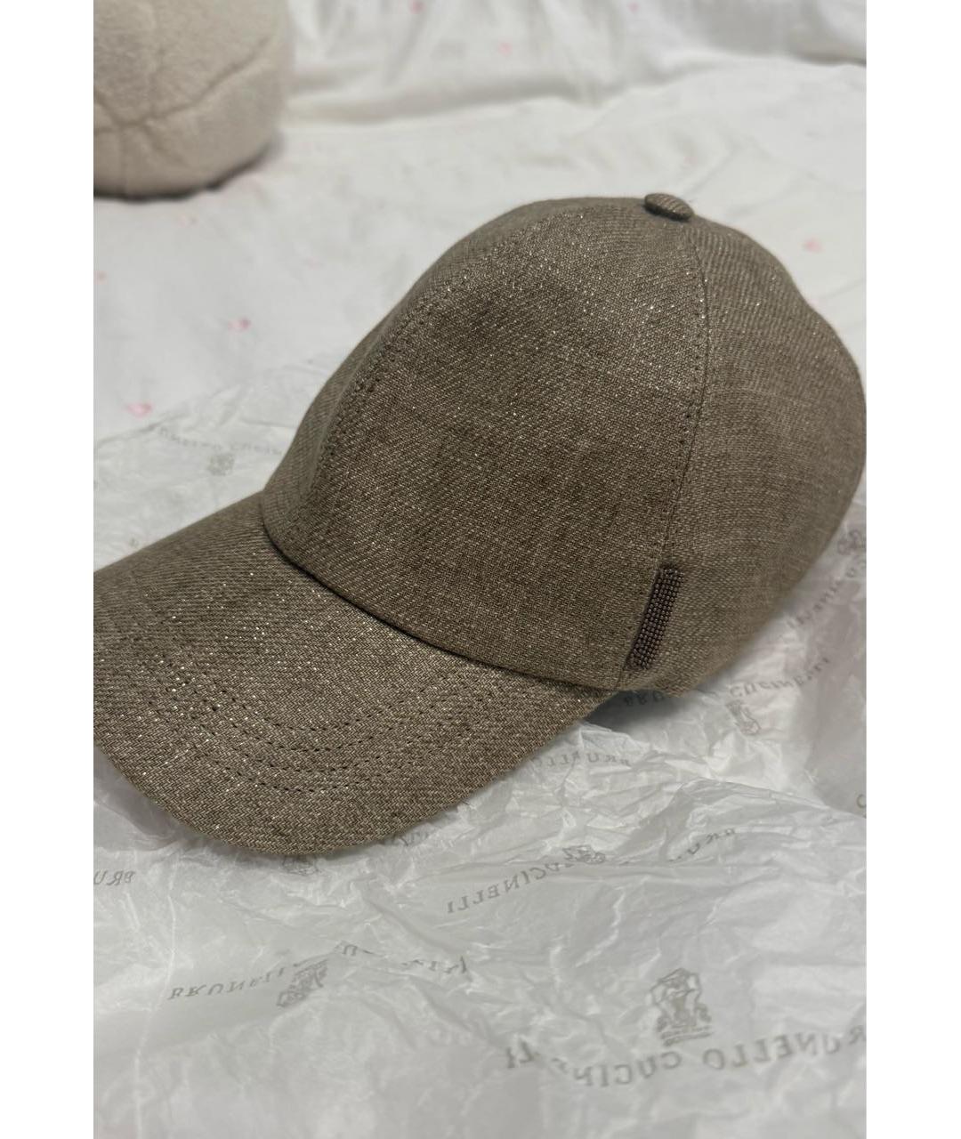 BRUNELLO CUCINELLI Золотая льняная кепка, фото 2