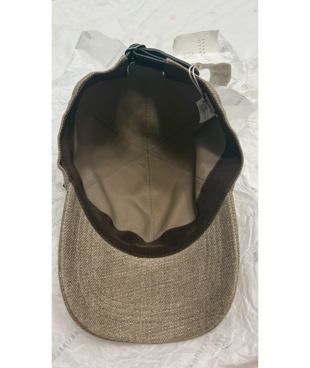 BRUNELLO CUCINELLI Золотая льняная кепка, фото 5