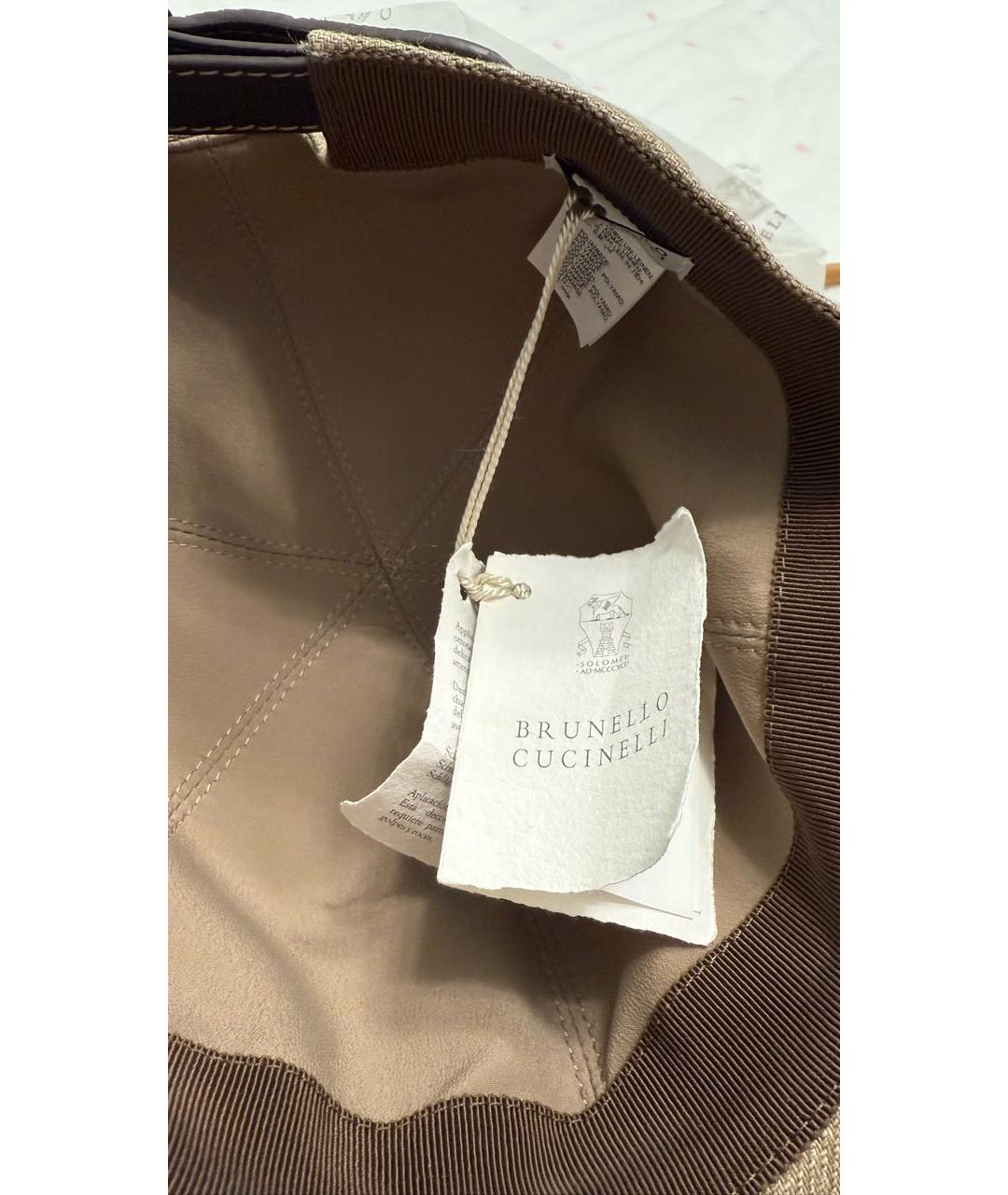 BRUNELLO CUCINELLI Золотая льняная кепка, фото 7