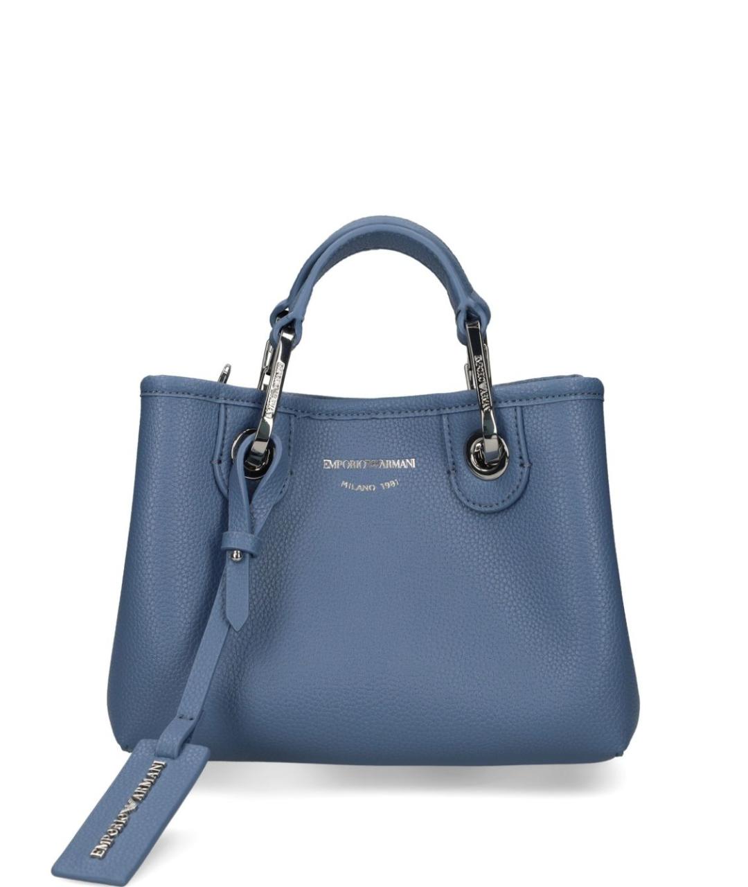 EMPORIO ARMANI Голубая кожаная сумка тоут, фото 1
