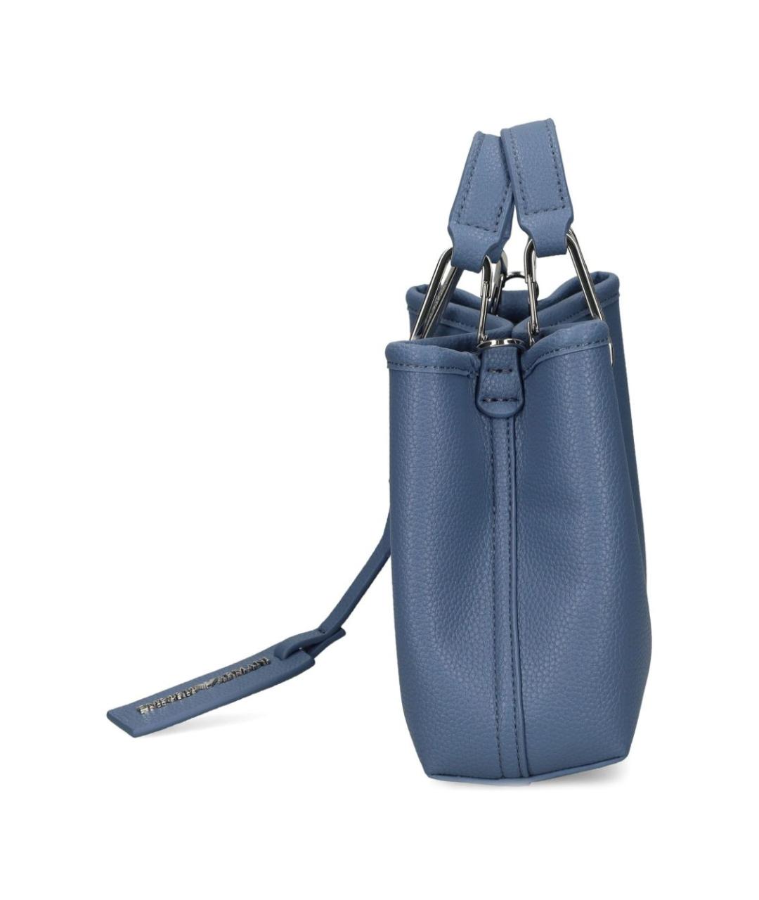 EMPORIO ARMANI Голубая кожаная сумка тоут, фото 5