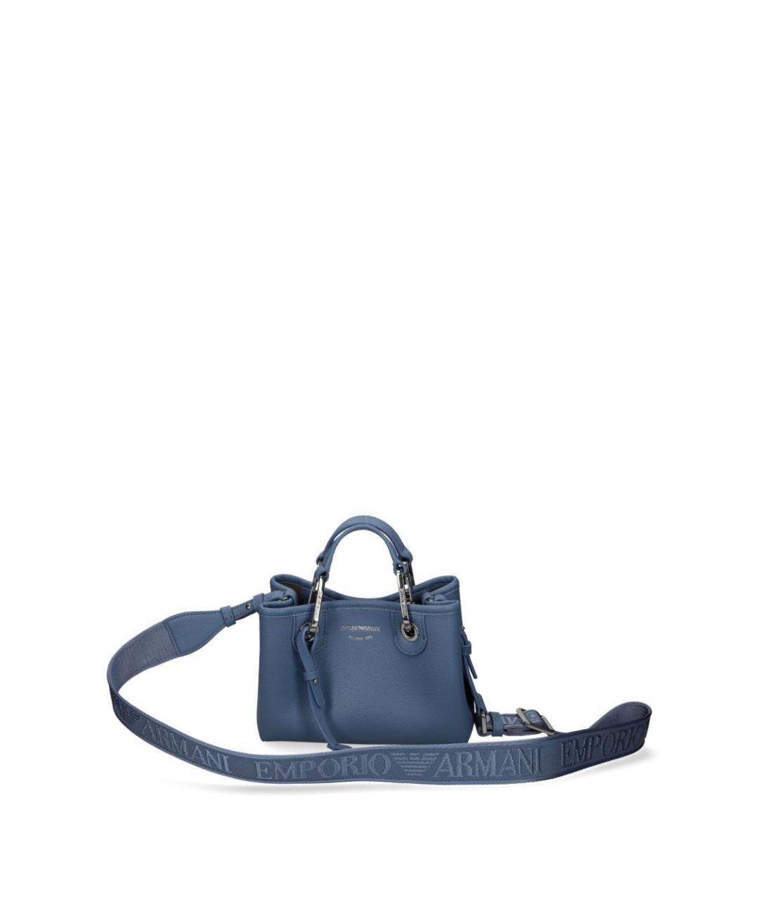 EMPORIO ARMANI Голубая кожаная сумка тоут, фото 3