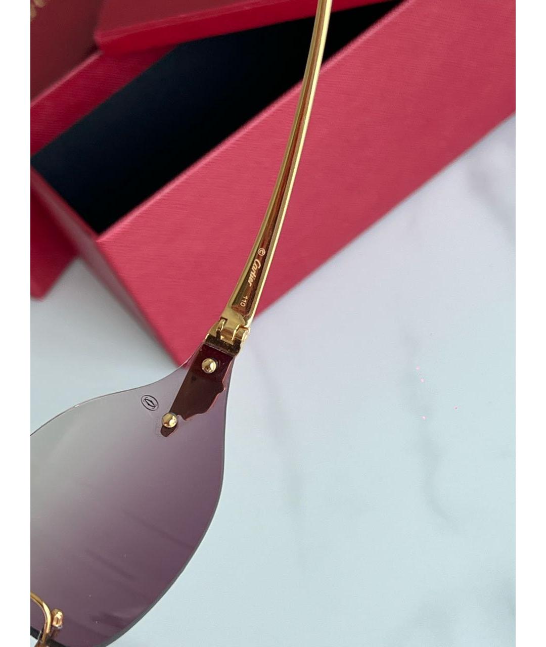 CARTIER Коричневые металлические солнцезащитные очки, фото 7