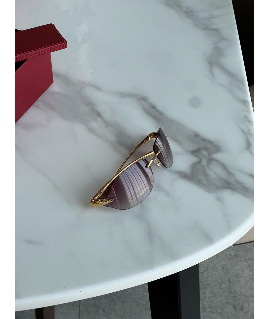 CARTIER Коричневые металлические солнцезащитные очки, фото 2