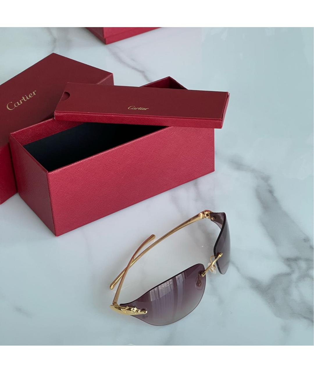 CARTIER Коричневые металлические солнцезащитные очки, фото 4