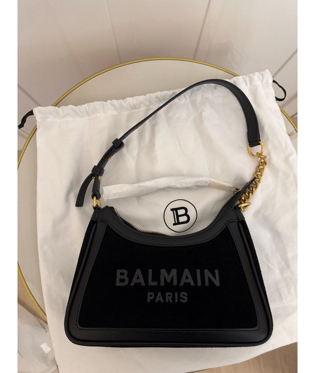BALMAIN Черная кожаная сумка с короткими ручками, фото 6