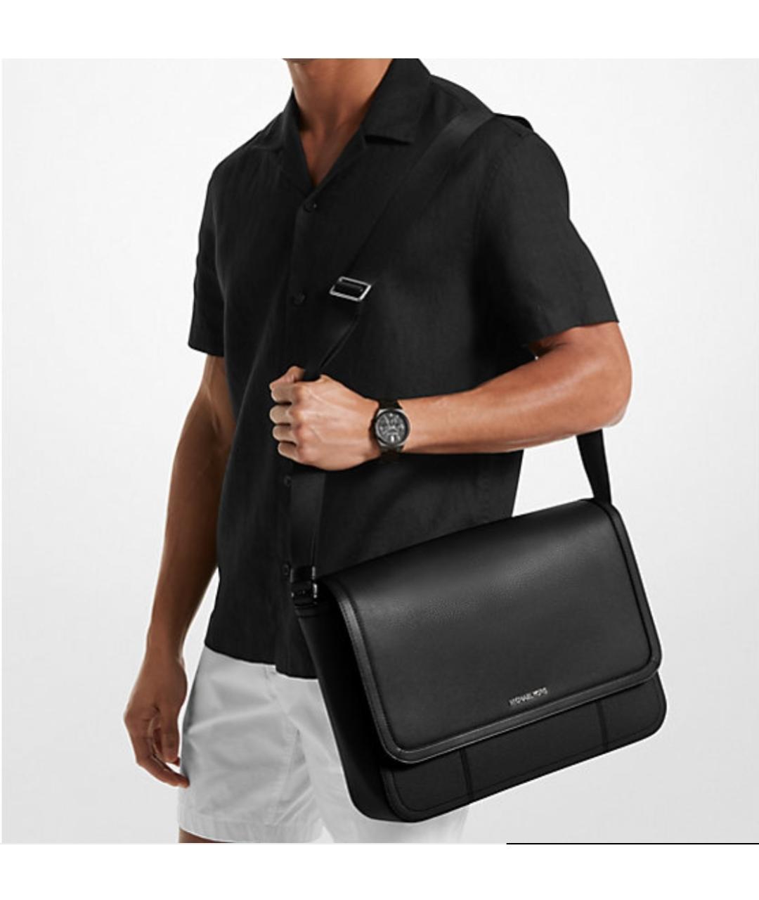 MICHAEL KORS Черный кожаный портфель, фото 3