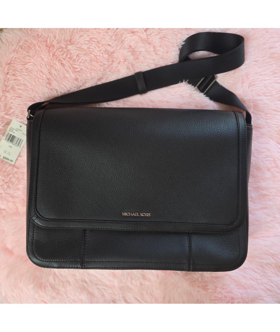 MICHAEL KORS Черный кожаный портфель, фото 5
